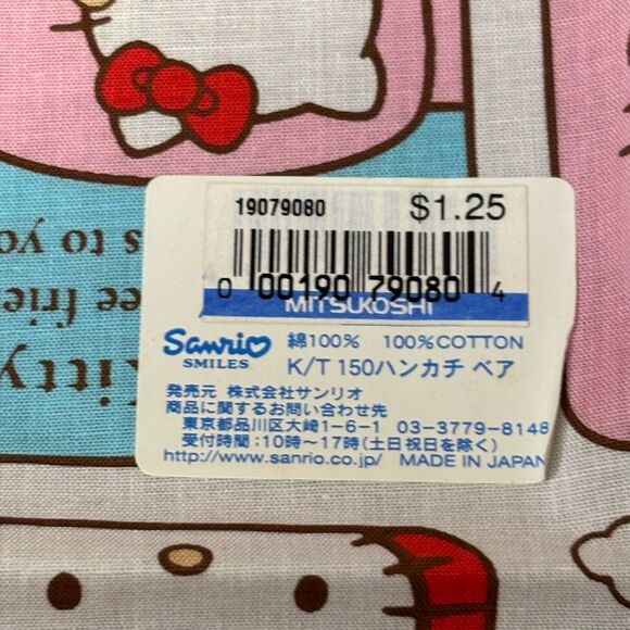Vintage 2003 Hello Kitty Cotton Handkerchief Lot Of 5 New With Tags-Rare - Picture 13 of 16